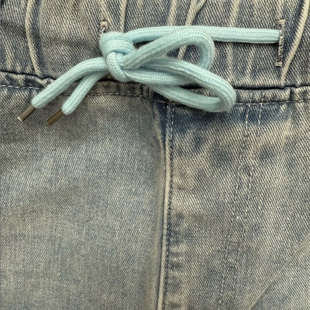 Wide Leg Drawstring Jeans Light Wash Comfort Denim Pants XL XXL - Picture 4 of 5